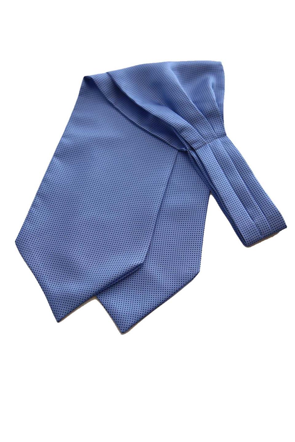 Mavi Nokta Desen İtalyan İpek Ascot Fular K659
