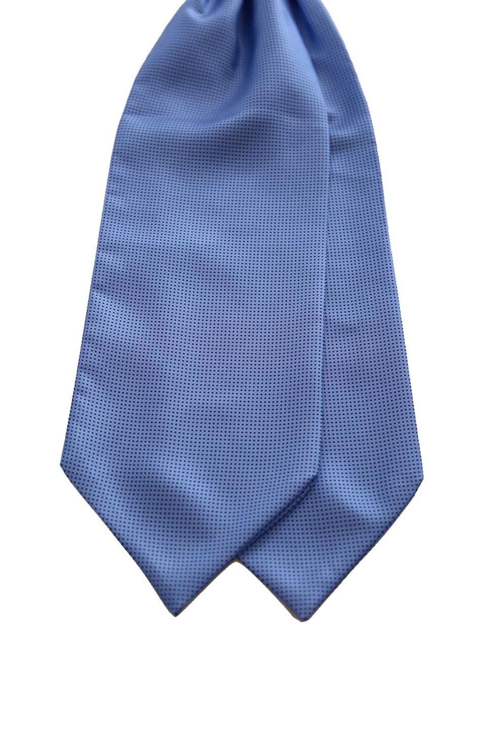 Mavi Nokta Desen İtalyan İpek Ascot Fular K659
