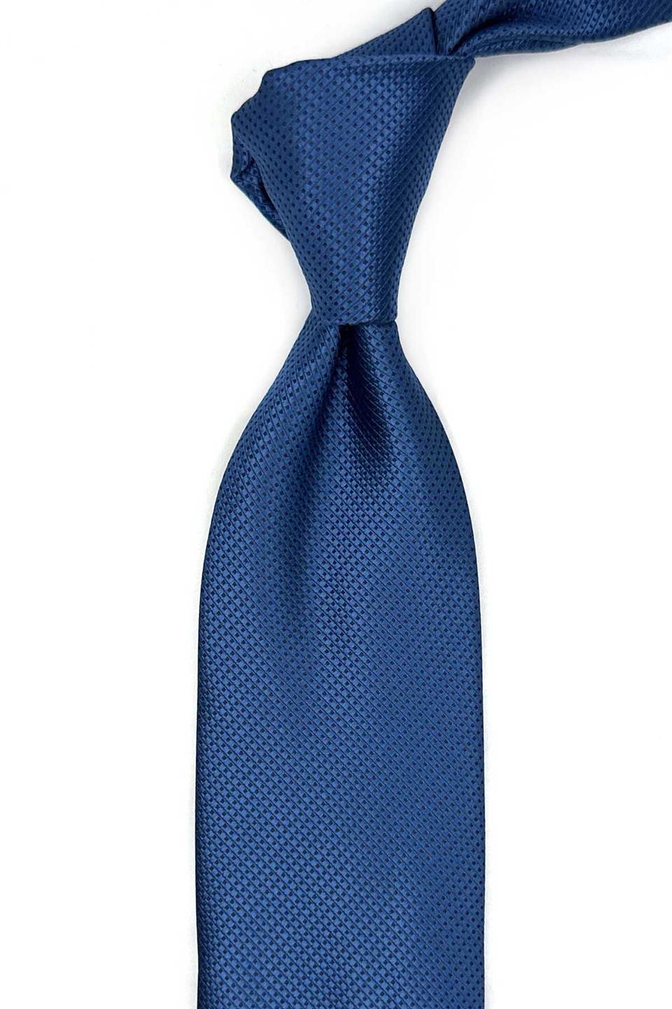 Mavi Nokta Desen Mendilli Klasik Kravat KK13457