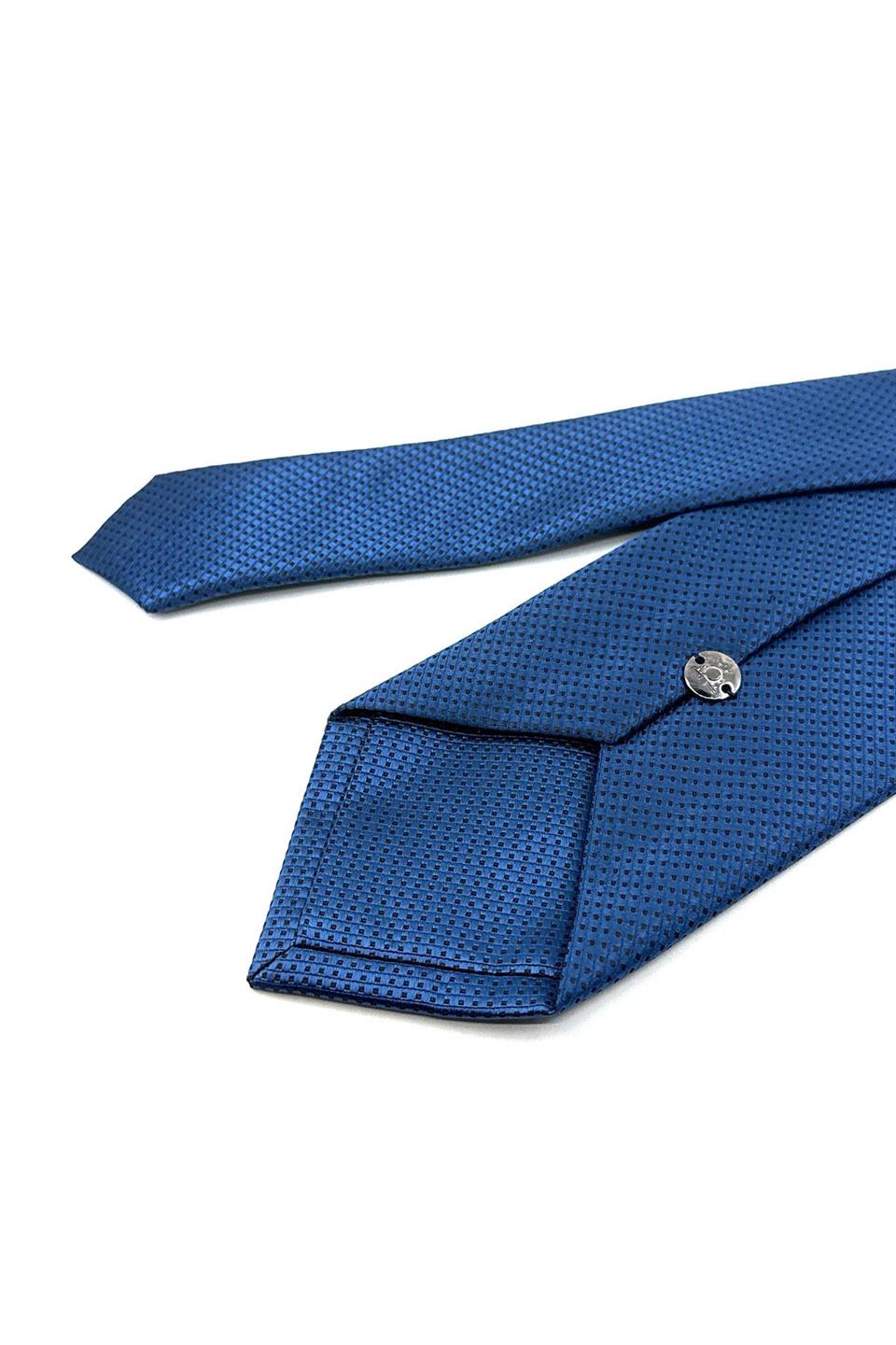 Mavi Nokta Desen Mendilli Klasik Kravat KK11954