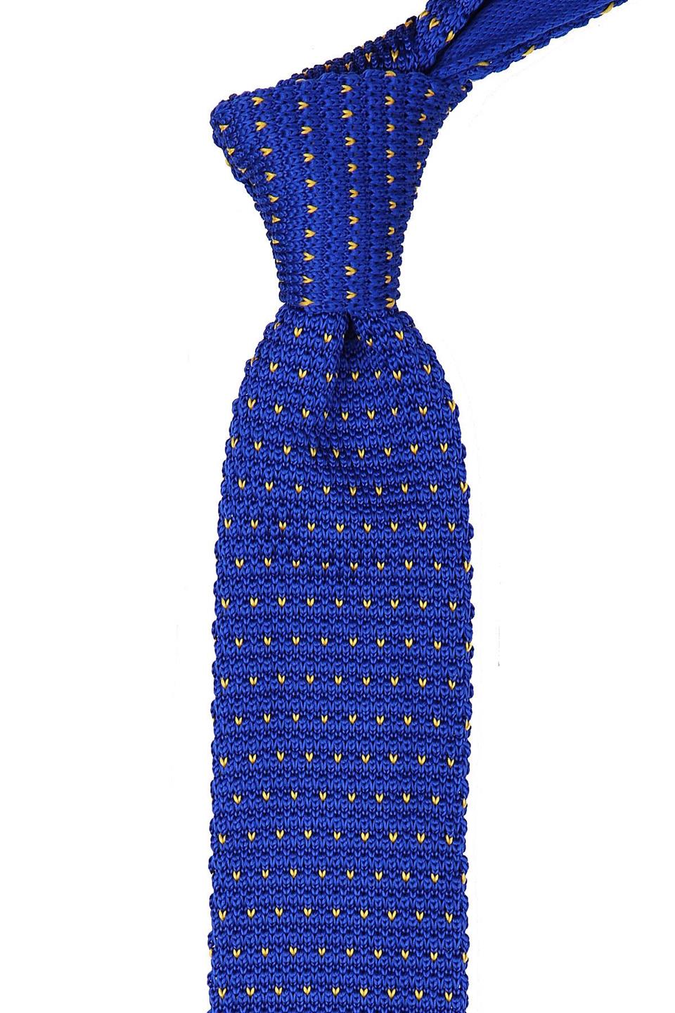 Mavi Noktalı Örgü Mavi Kravat 8019