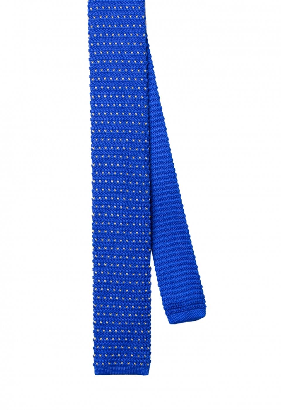Mavi Noktalı Örgü Mavi Kravat 8019