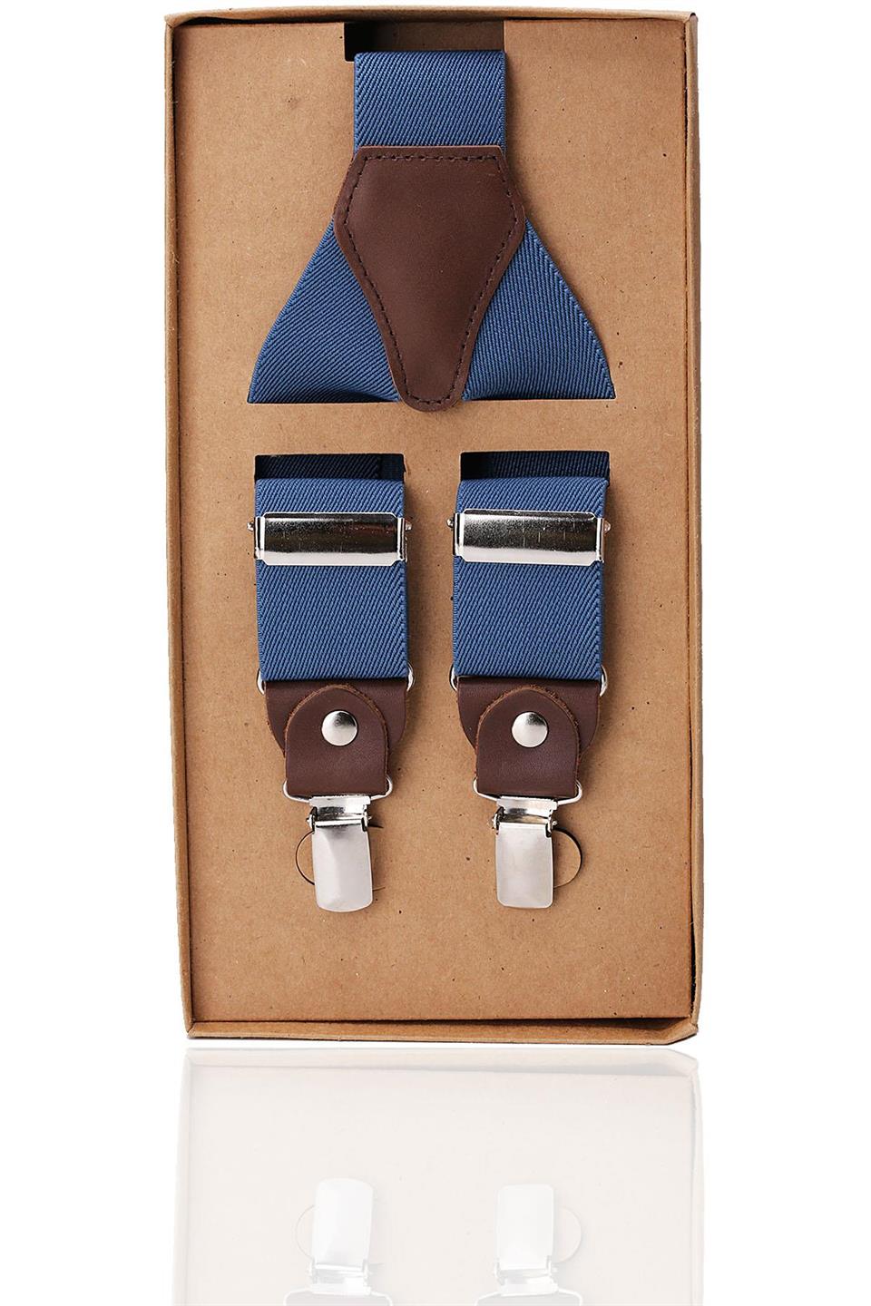 Mavi Renk Deri Bağlantılı Erkek Pantolon Askısı PAN52