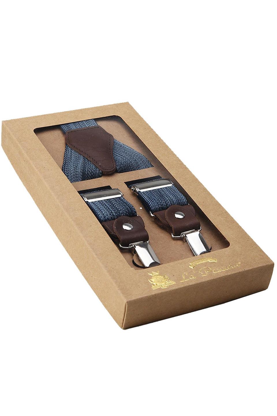 Mavi Renk Deri Bağlantılı Erkek Pantolon Askısı PAN41