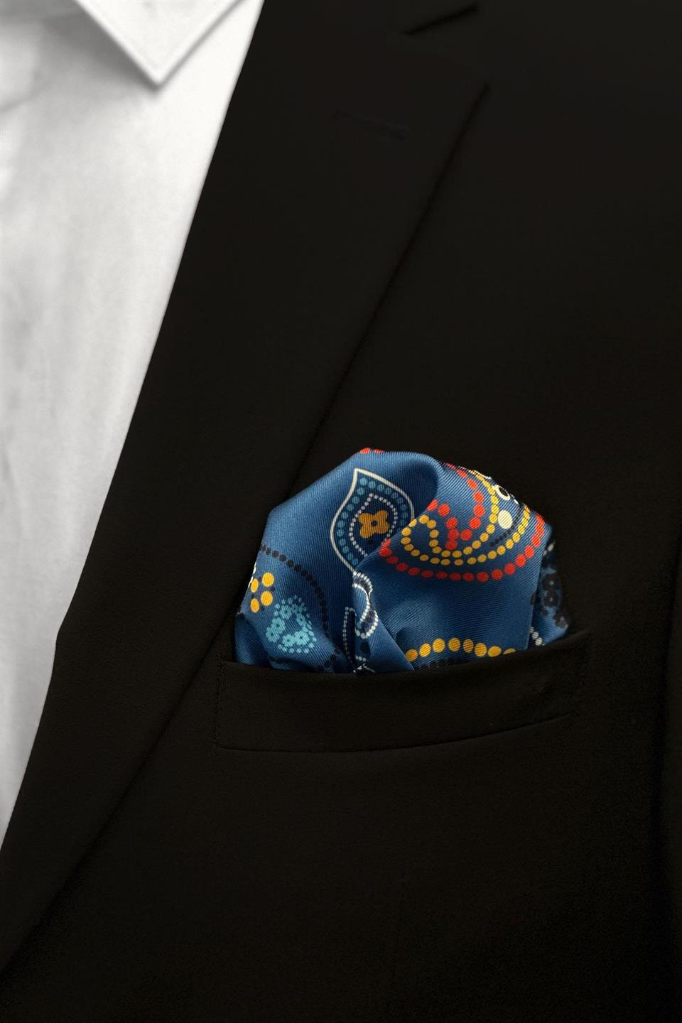 Mavi Şal Desen Erkek Cep Mendili SPS569-23