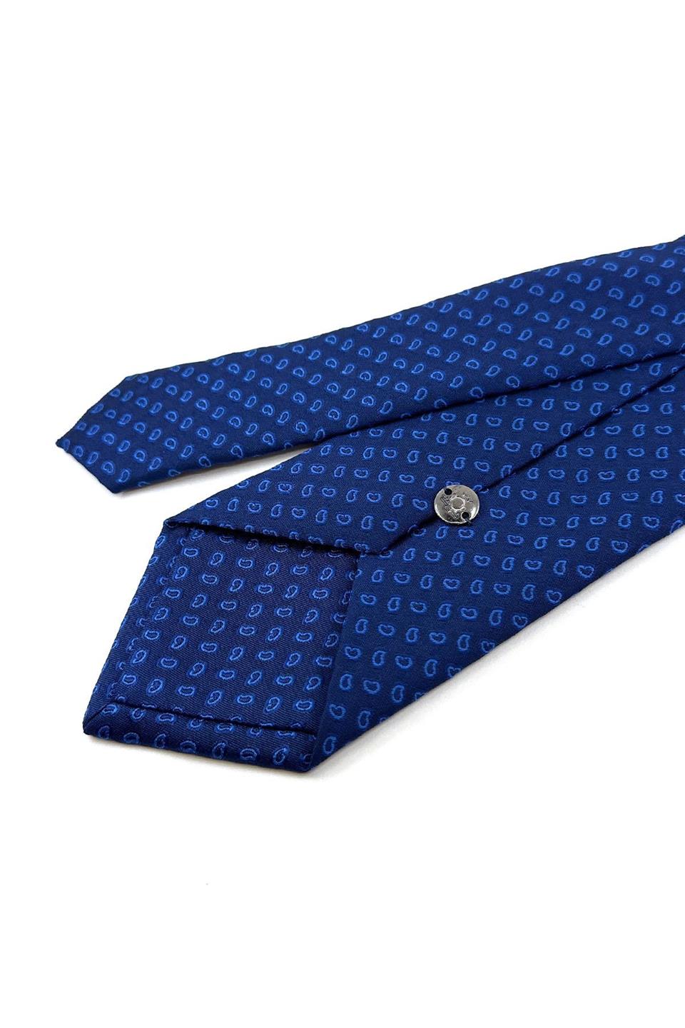 Mavi Şal Desen Mendilli Klasik Kravat KK11140