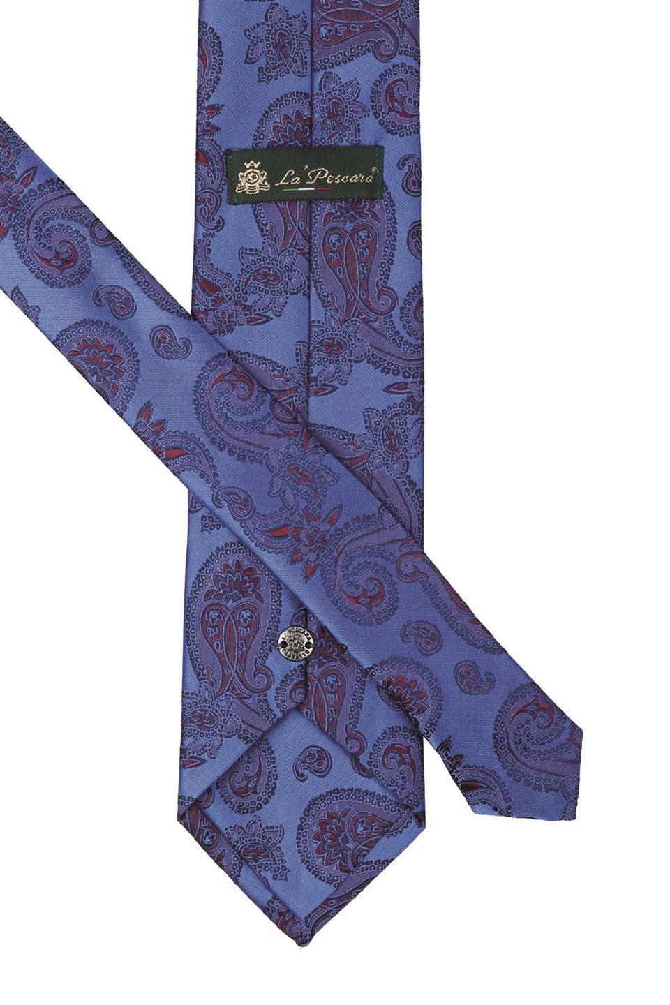 Mavi Şal Desen Mendilli Klasik Kravat KK9873