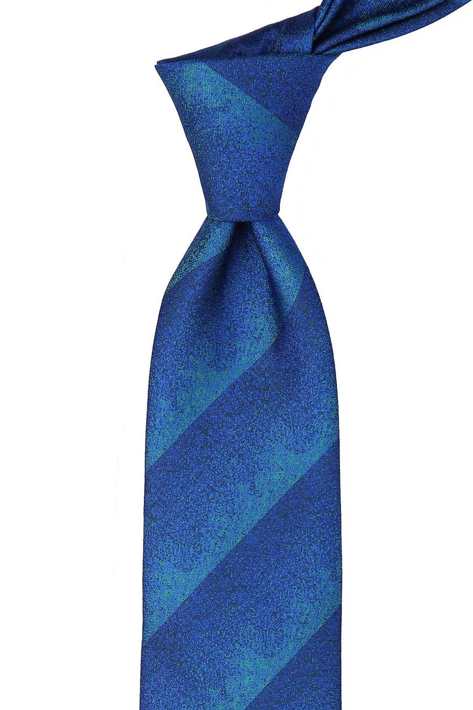 Mavi - Yeşil Kum Desen Mendilli Klasik Kravat KK10013