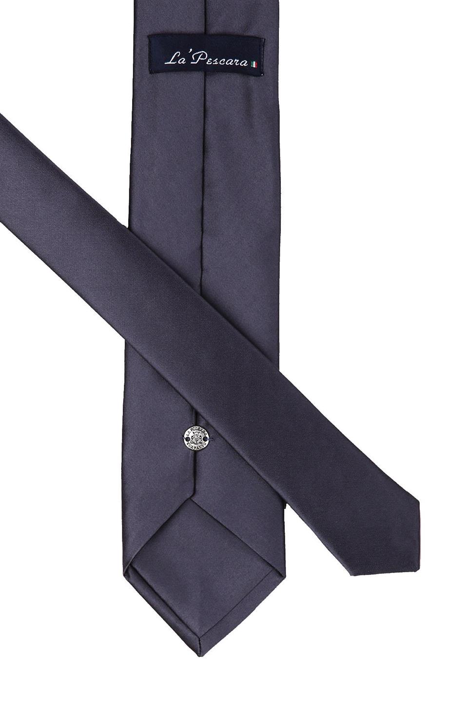 Mendilli Düz Saten Füme Kravat 1110