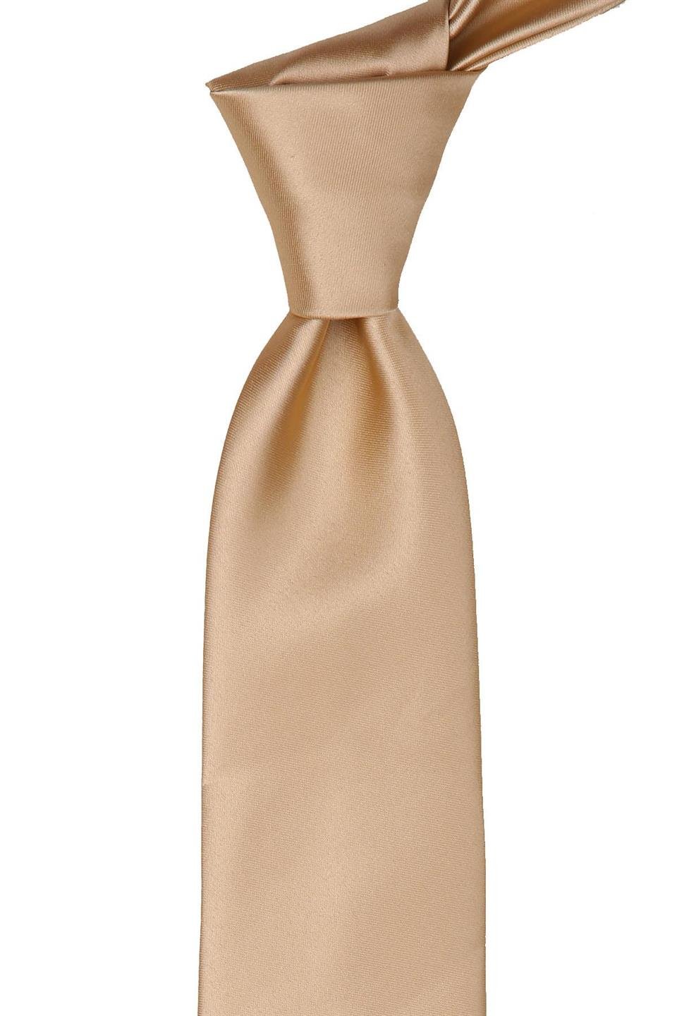 Mendilli Düz Saten Gold Kravat 1119