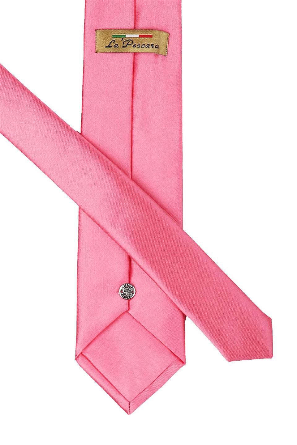 Mercan Mendilli Düz Saten Kravat 1112