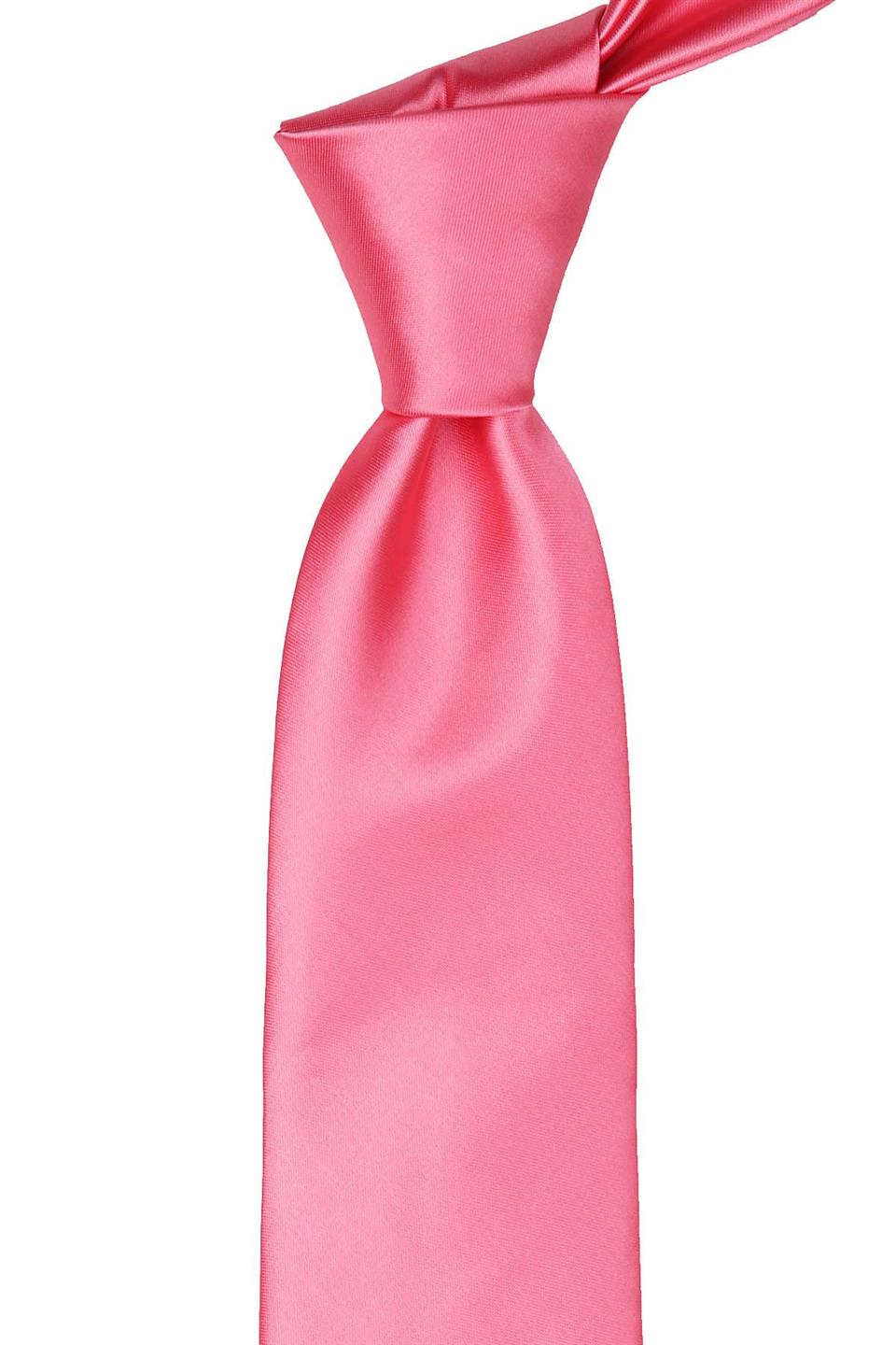 Mercan Mendilli Düz Saten Kravat 1112