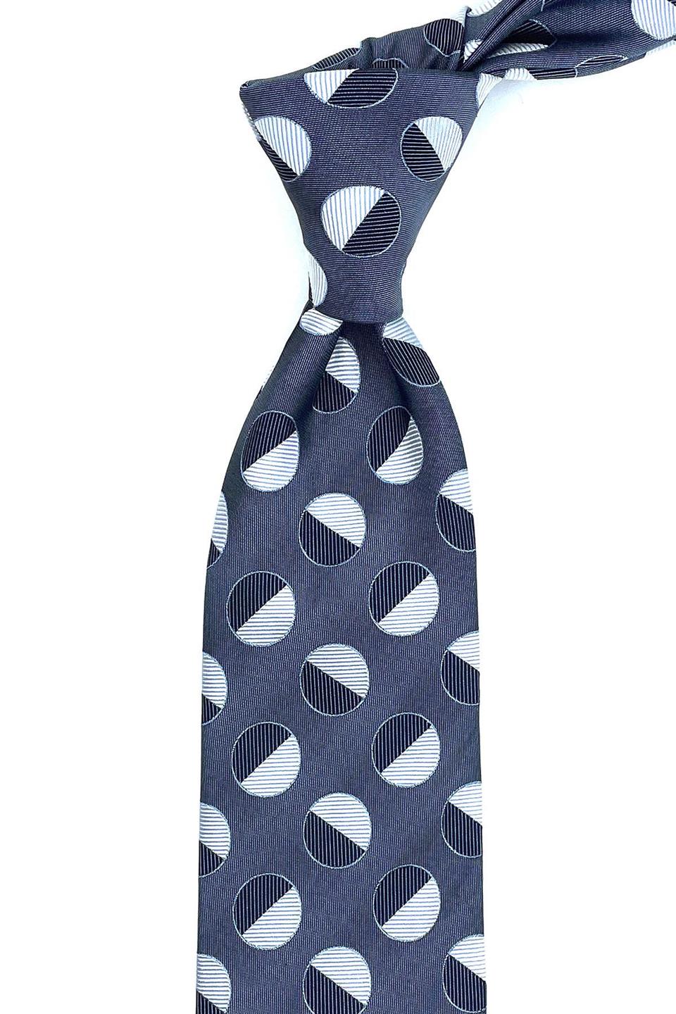Mertolioni Style Gri Puantiye Desen İtalyan İpek Kravat İK1208