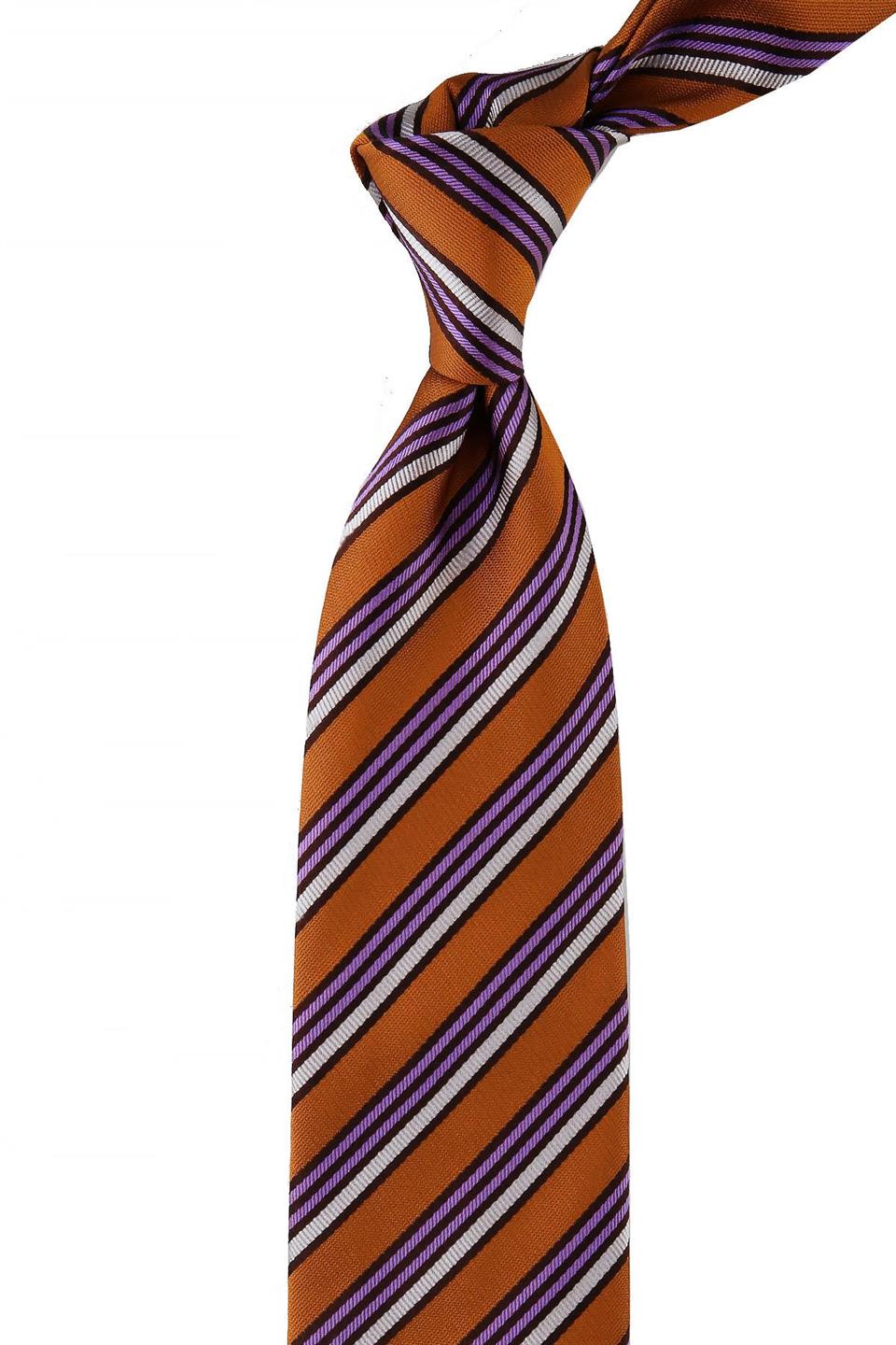 Miceli Style Hardal Çizgi Desen İtalyan İpek Kravat İK804