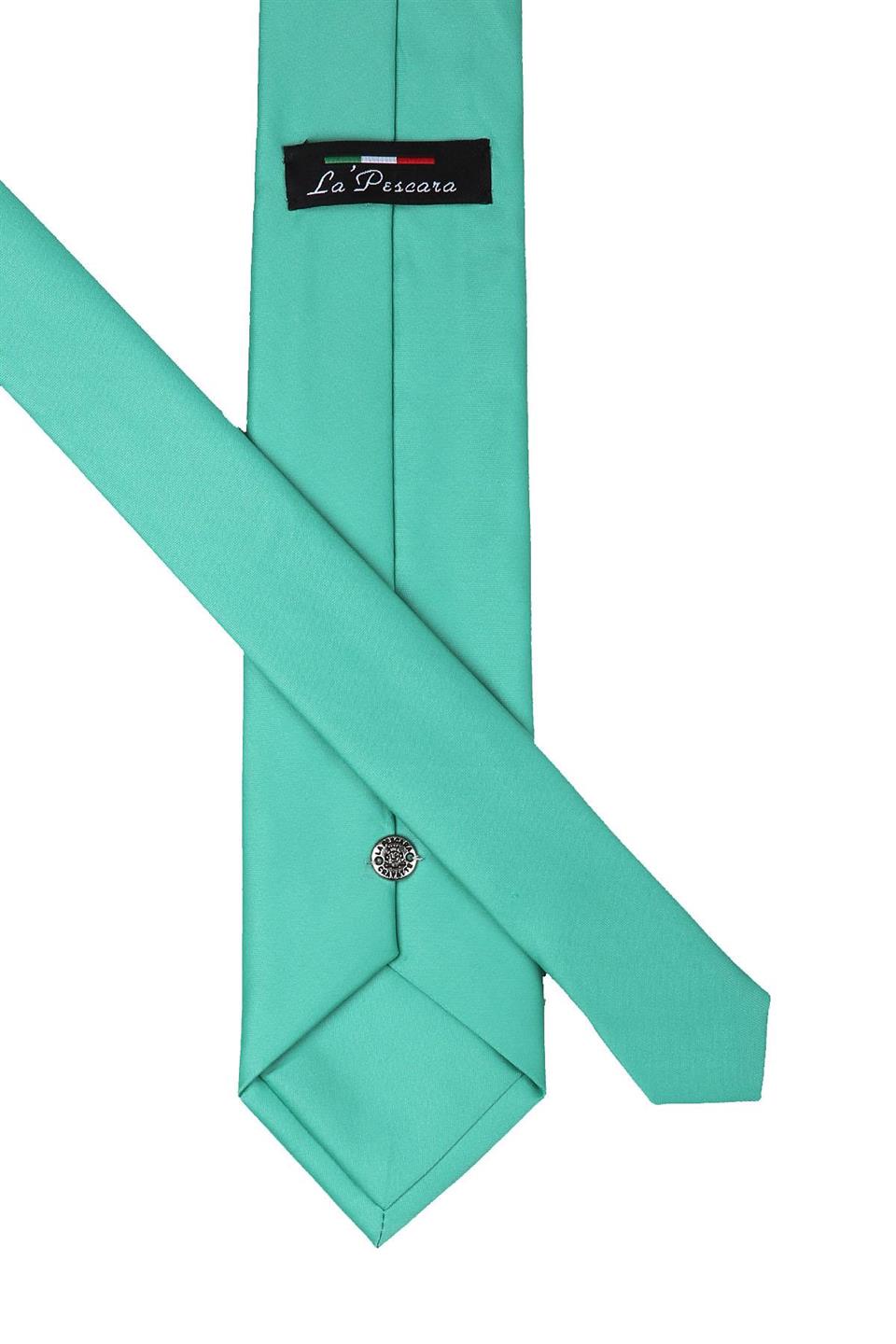Mint Yeşili Mendilli Düz Saten Kravat 1607