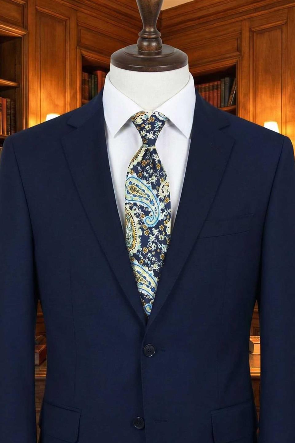 Minusio Style Çok Renkli Şal Desen İtalyan İpek Kravat İK2243