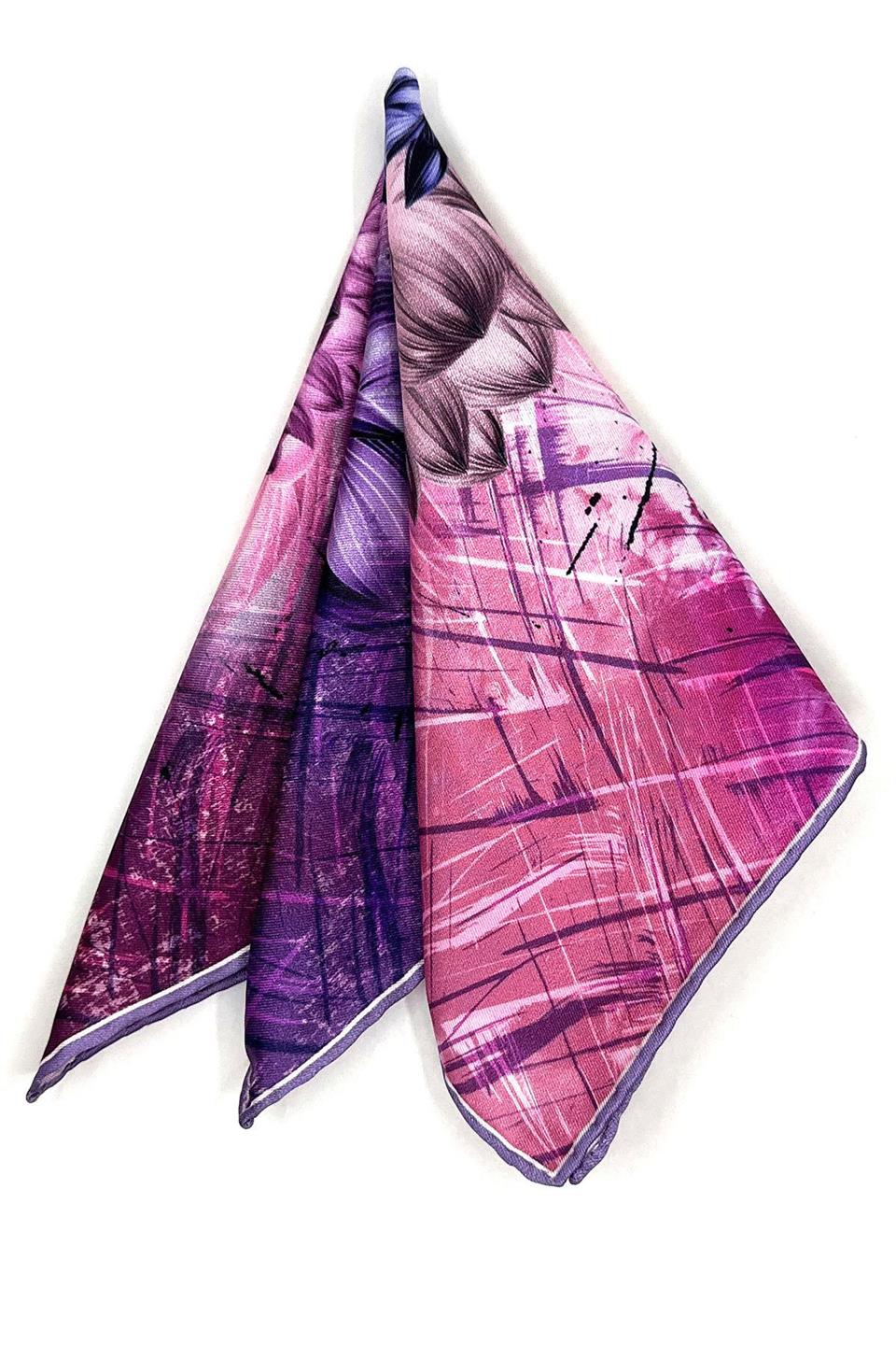 Mor Çiçek Desen Erkek Cep Mendili SPS580-79