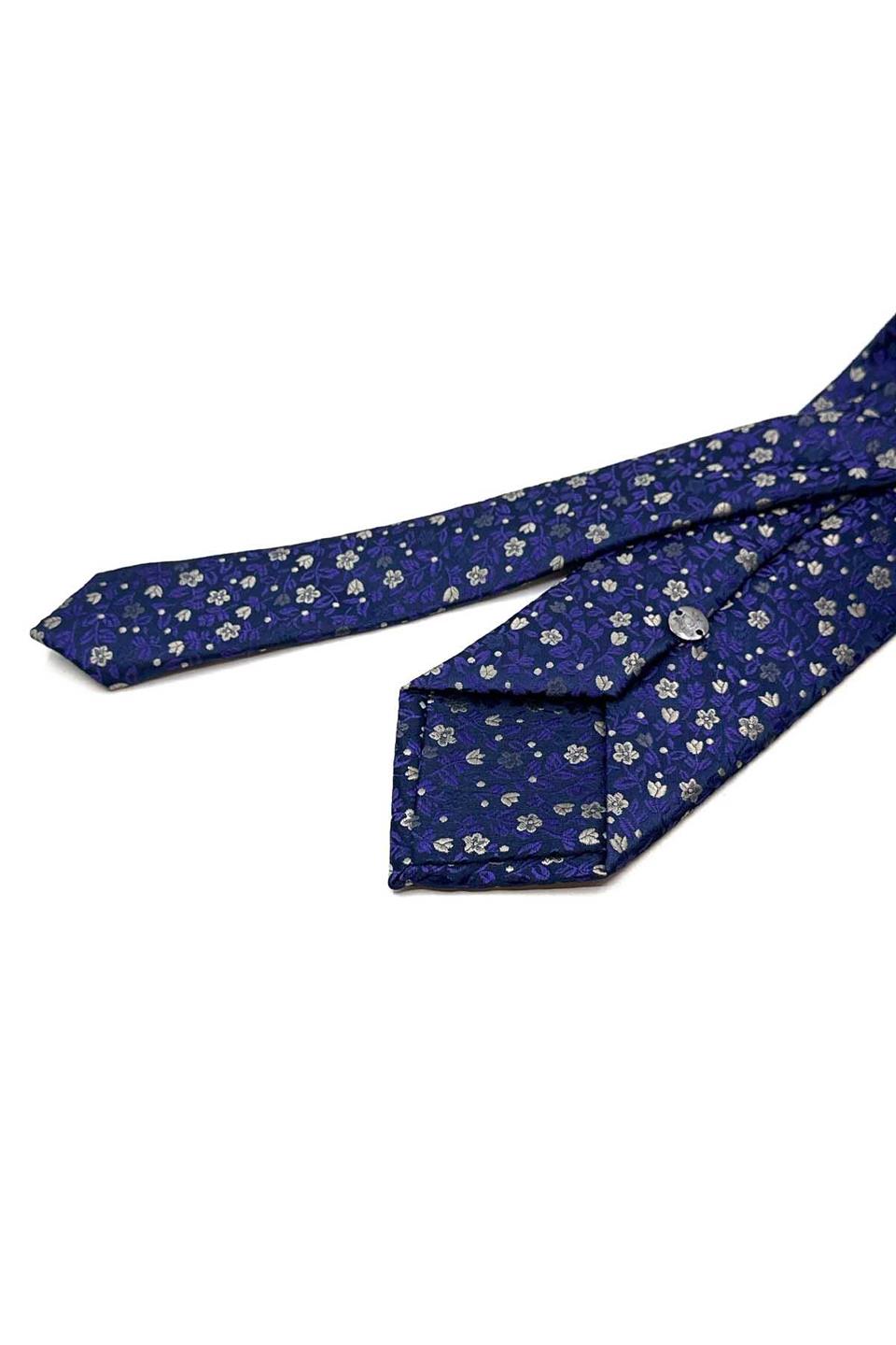 Mor Çiçek Desen Mendilli Klasik Kravat KK12977
