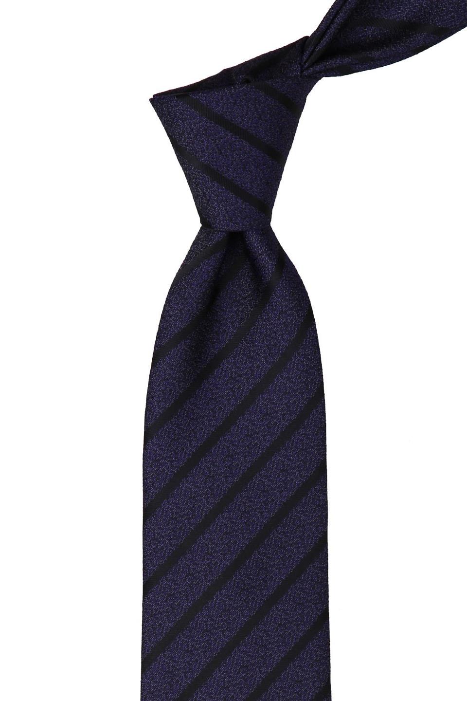 Mor Çizgi Desen Mendilli Klasik Kravat KK10368
