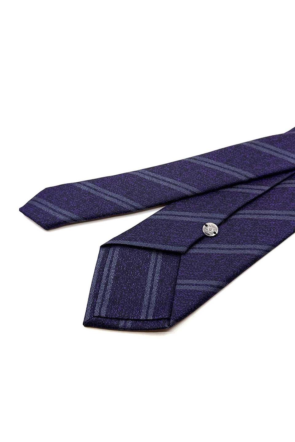 Mor Çizgi Desen Mendilli Klasik Kravat KK12460