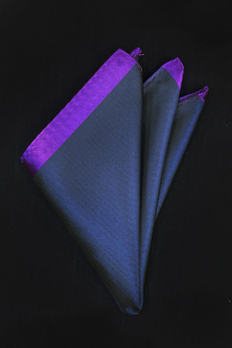 Mor Detaylı Mikrofiber Düz Lacivert Erkek Cep Mendili SPS444