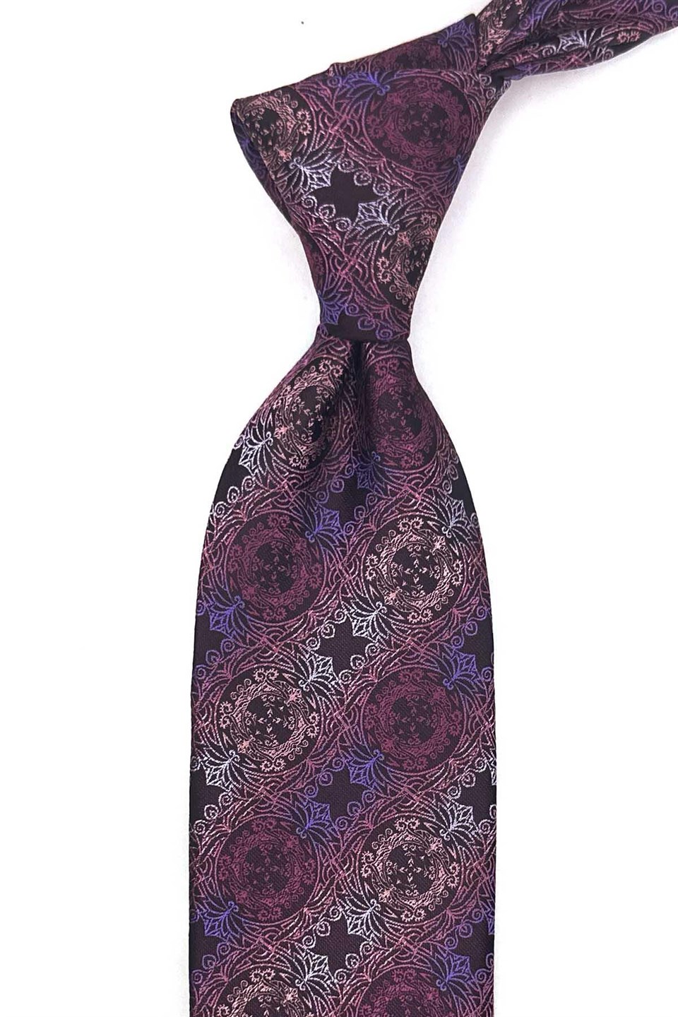 Mor Lila Motif Desen Mendilli Klasik Kravat KK13727