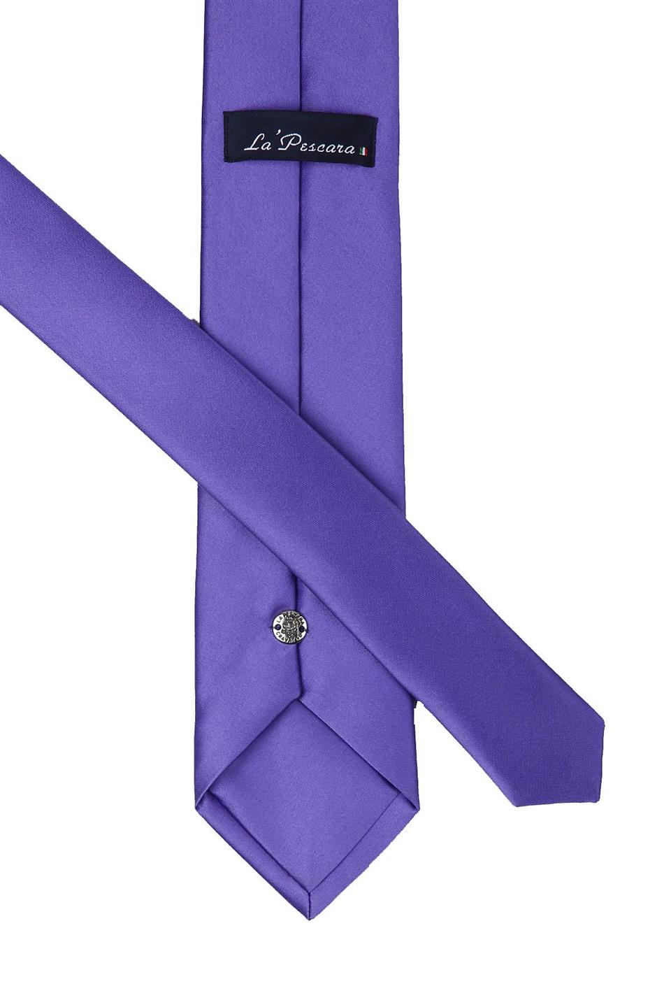 Mor Mendilli Düz Saten Kravat 1116
