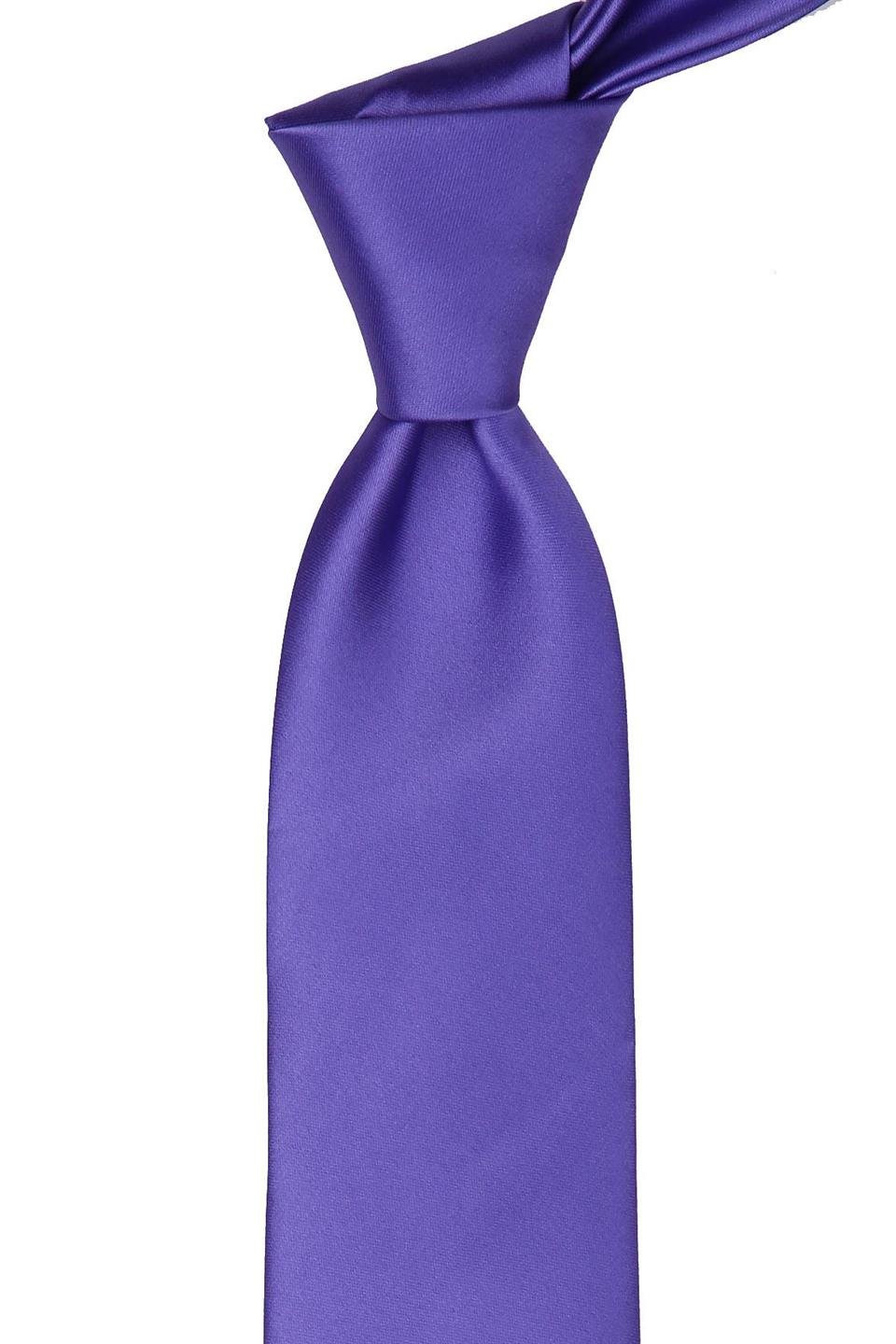 Mor Mendilli Düz Saten Kravat 1116