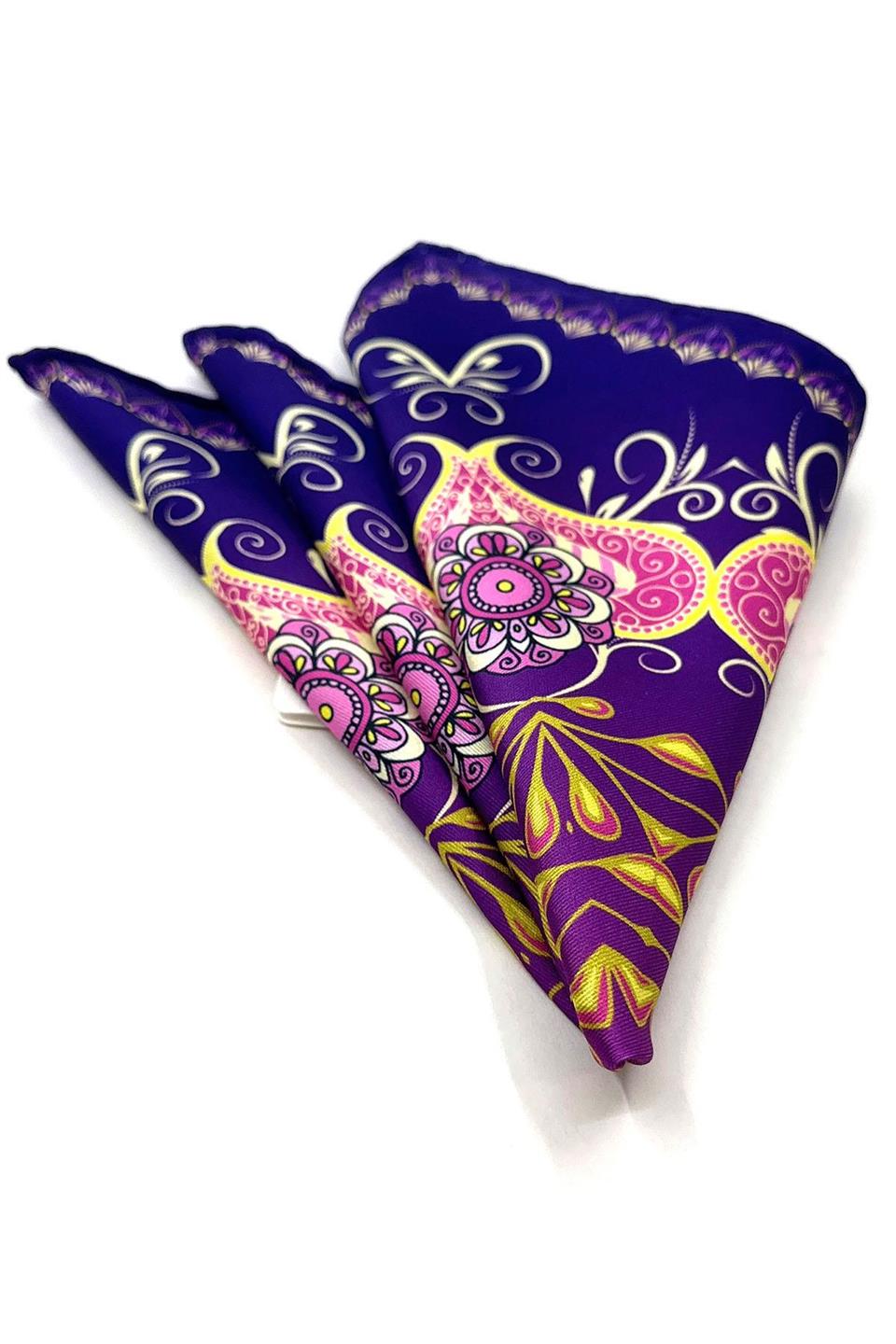 Mor Motif Desen Erkek Cep Mendili SPS544-26