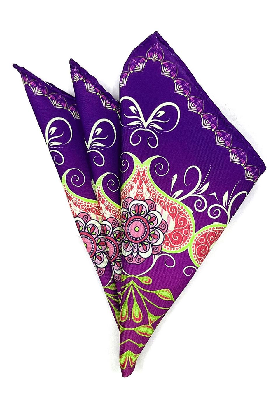 Mor Motif Desen Erkek Cep Mendili SPS544-26