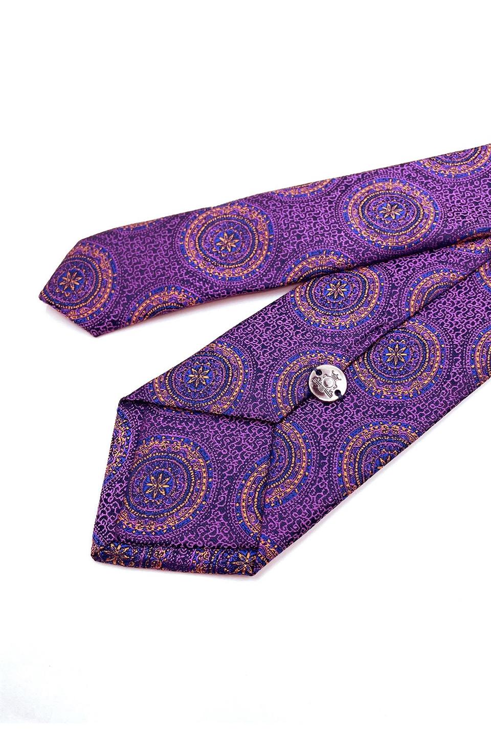 Mor Motif Desen İnce Kravat SK7640