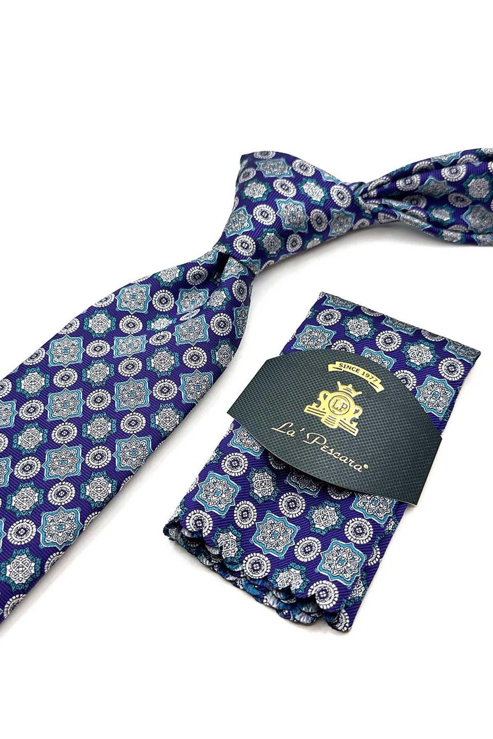 Mor Motif Desen Mendilli Klasik Kravat KK12970
