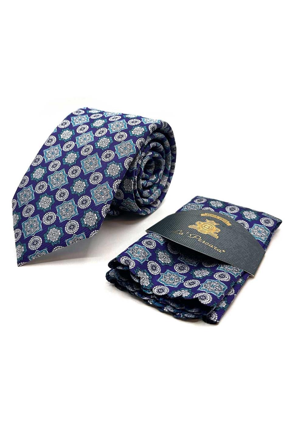 Mor Motif Desen Mendilli Klasik Kravat KK12970