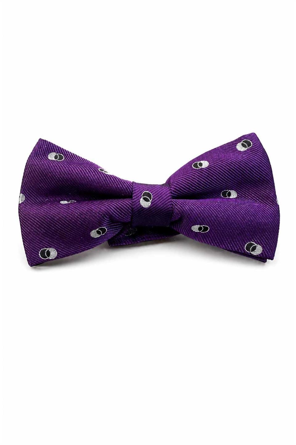 Mor Motif İpek Papyon SB231