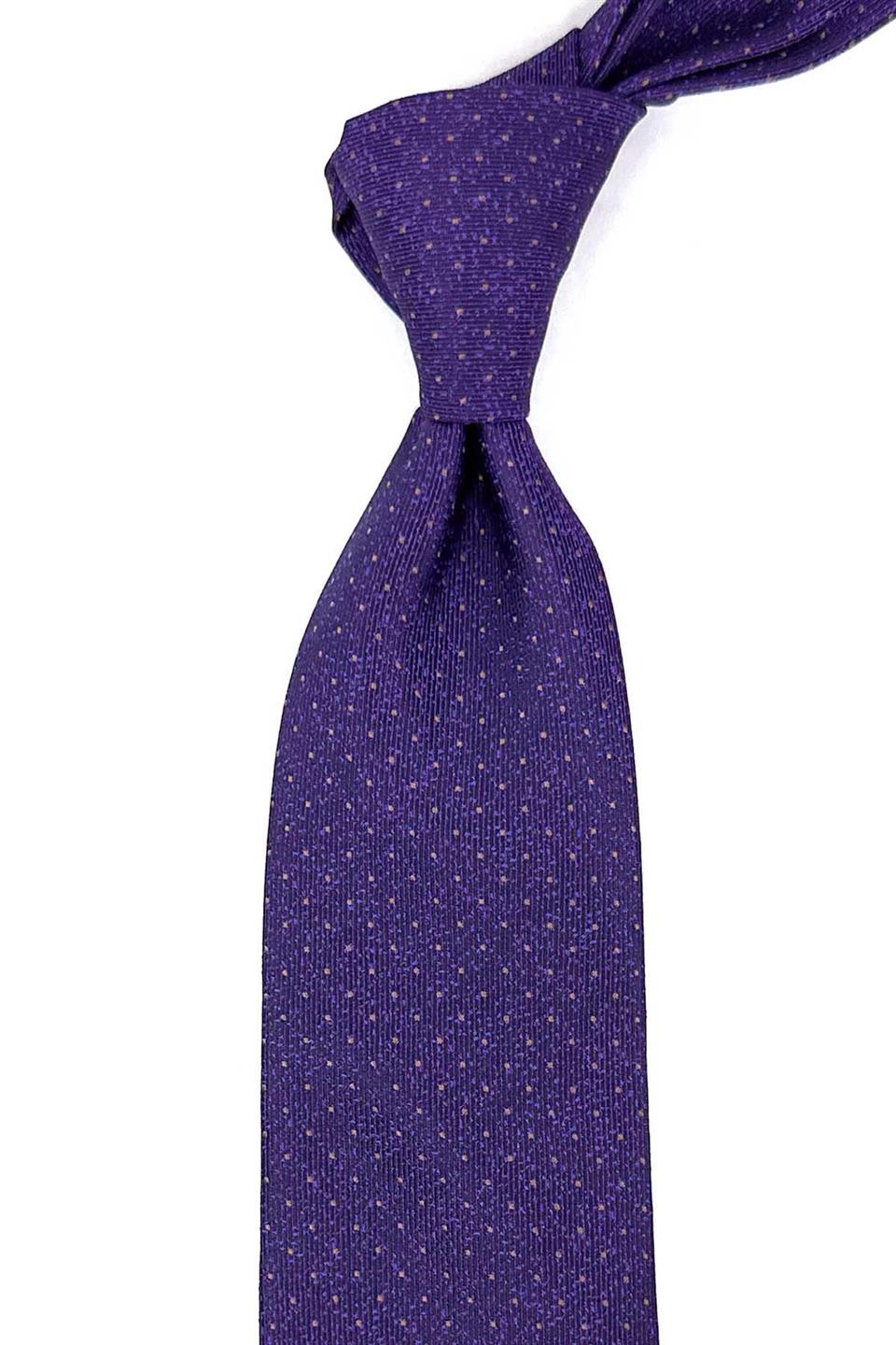 Mor Nokta Desen Mendilli Klasik Kravat KK12476
