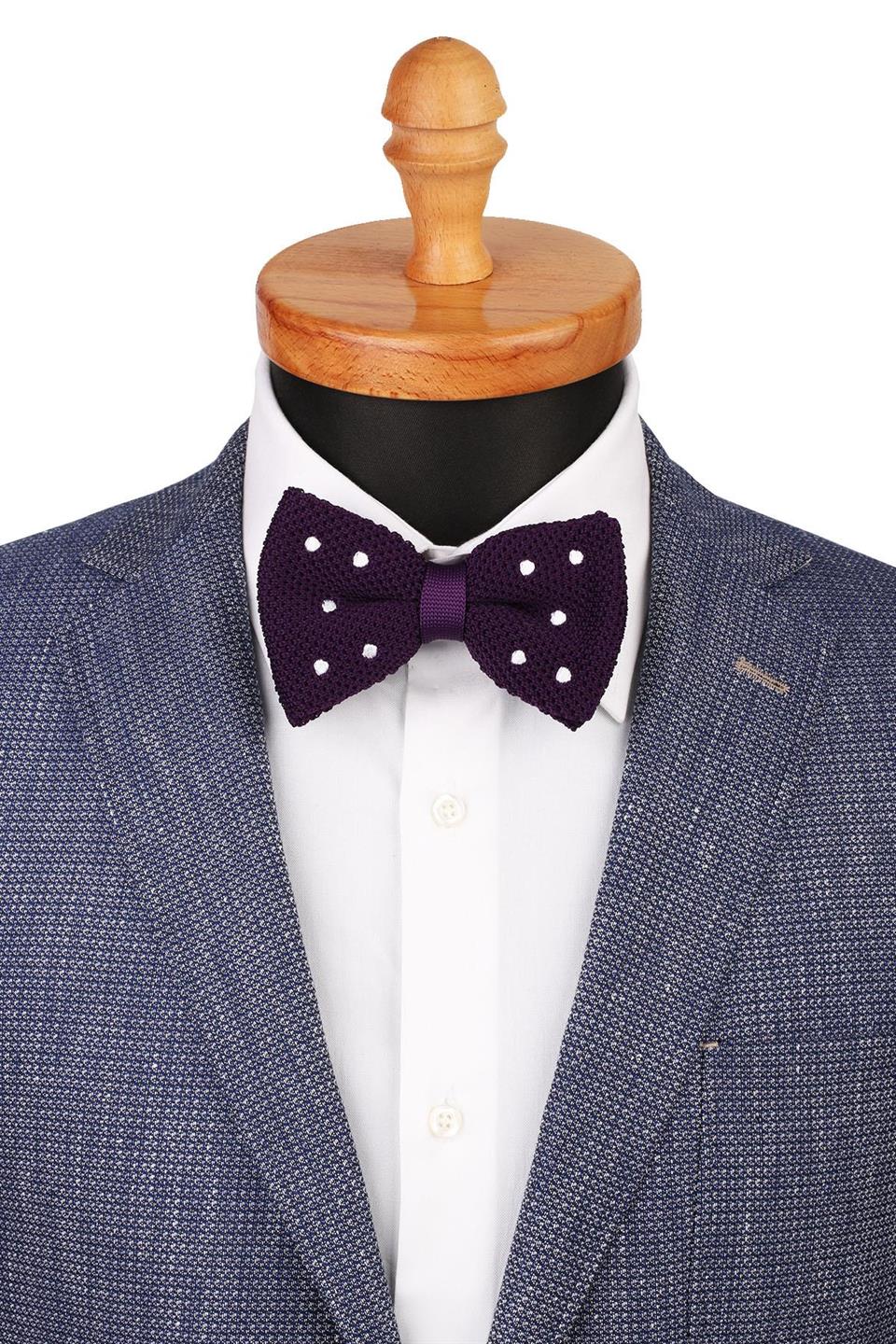 Mor Puantiye Desen Örgü Papyon ÖR135