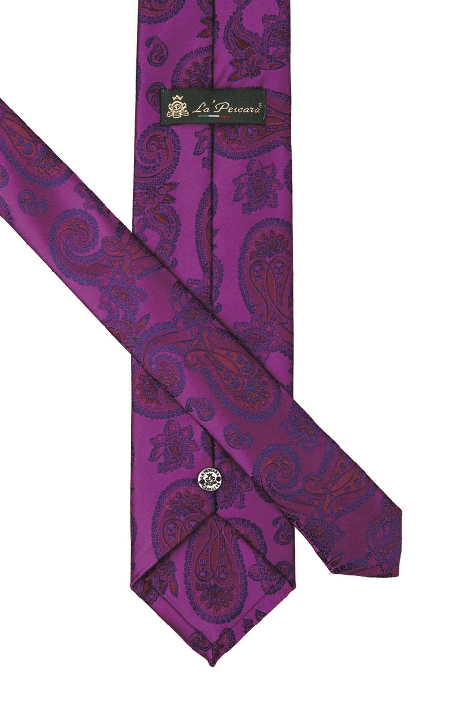 Mor Şal Desen Mendilli Klasik Kravat KK9874