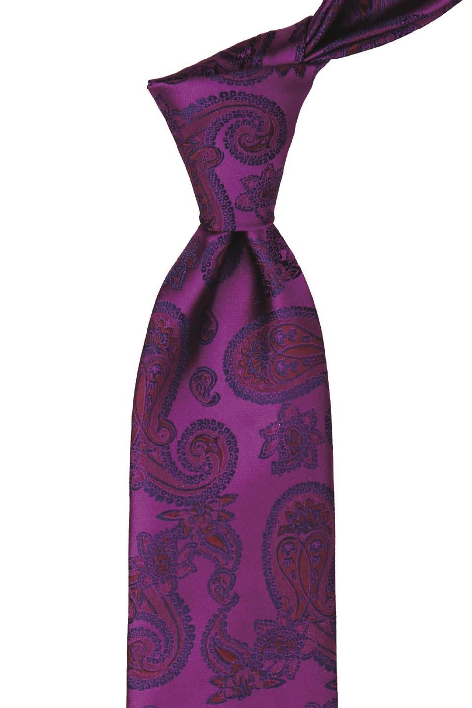 Mor Şal Desen Mendilli Klasik Kravat KK9874