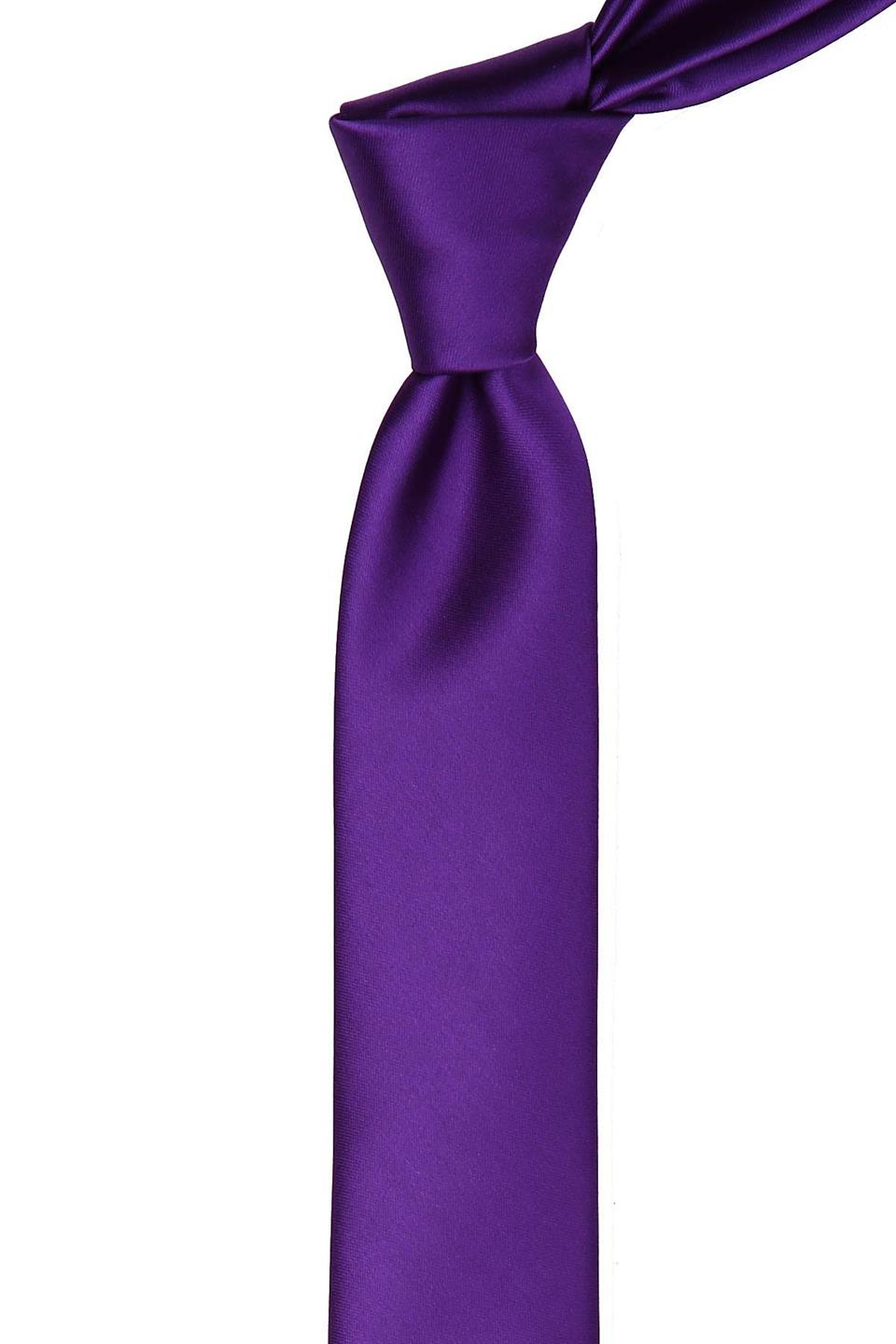 Mor Saten Düz Çok İnce Kravat UST04