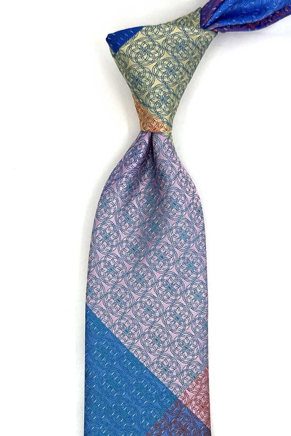 Motif Desen Çok Renkli Patchwork Klasik Kravat KK13376