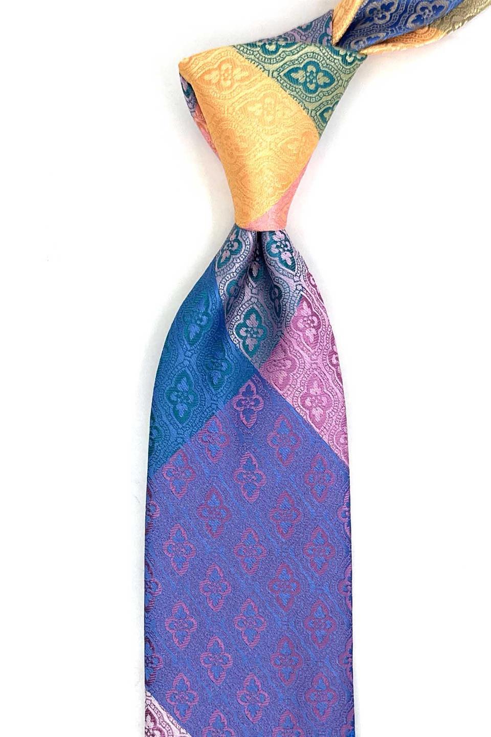 Motif Desen Çok Renkli Patchwork Klasik Kravat KK13366