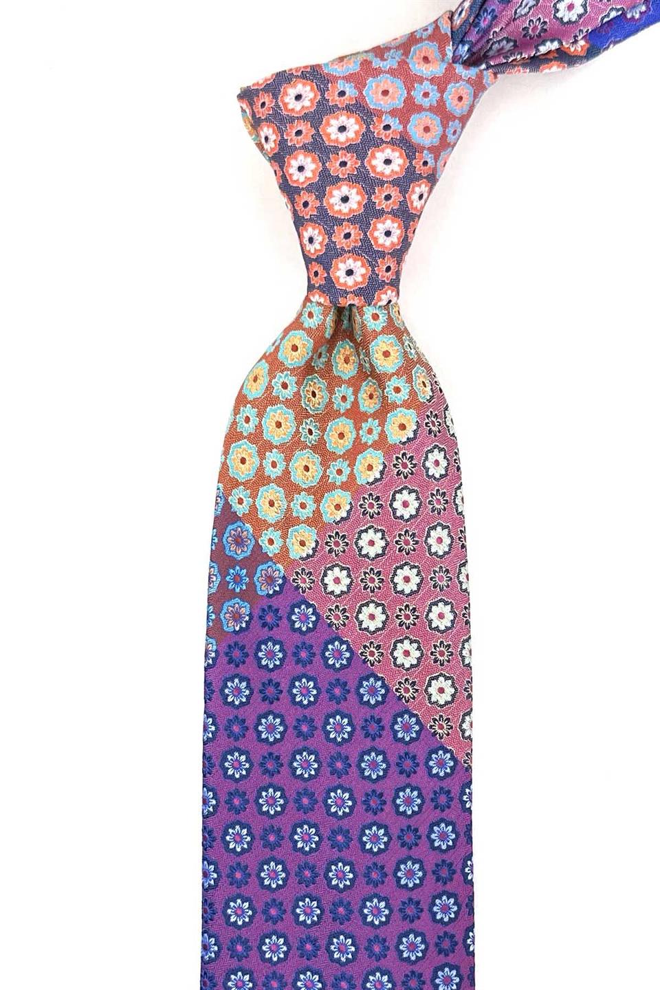 Motif Desen Çok Renkli Patchwork Kravat KK13263