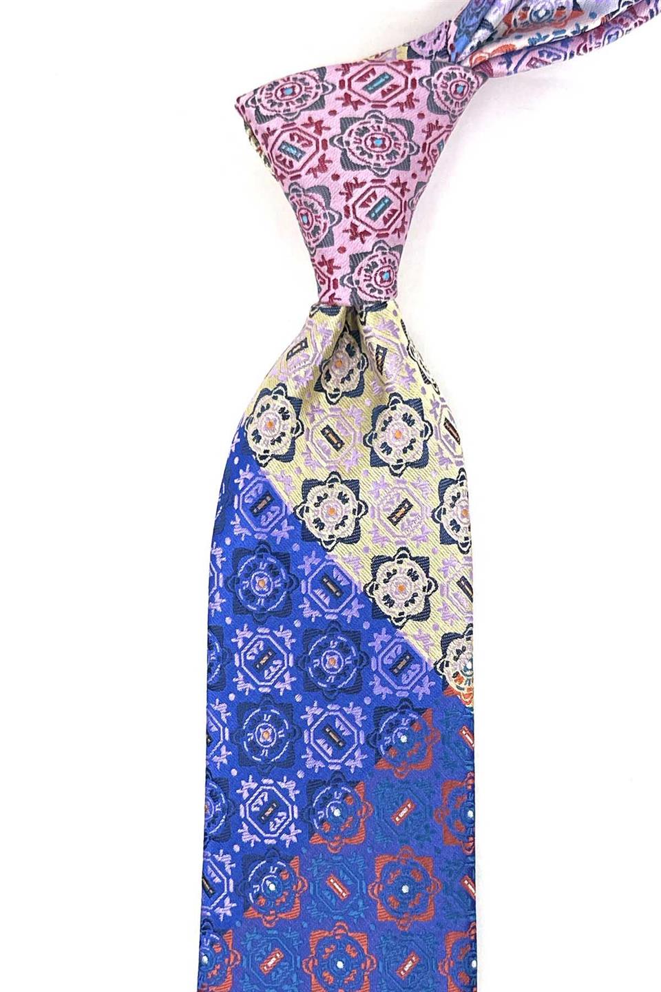 Motif Desen Çok Renkli Patchwork Kravat KK13217