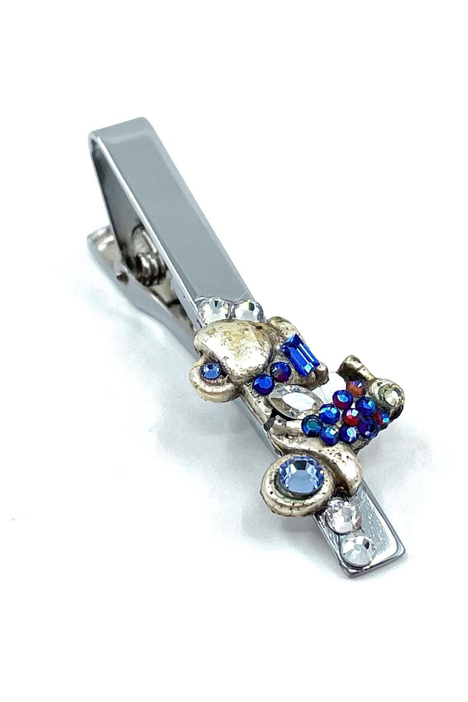 Motosiklet Motifli Mavi Taşlı Kravat İğnesi KIY703