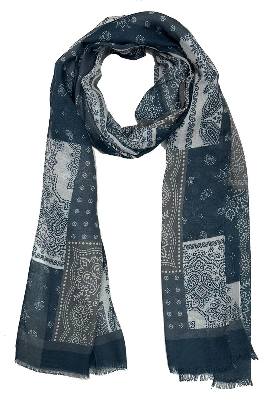 Mulbery Style Gri - Lacivert İtalyan Modal Kaşkol MDL09
