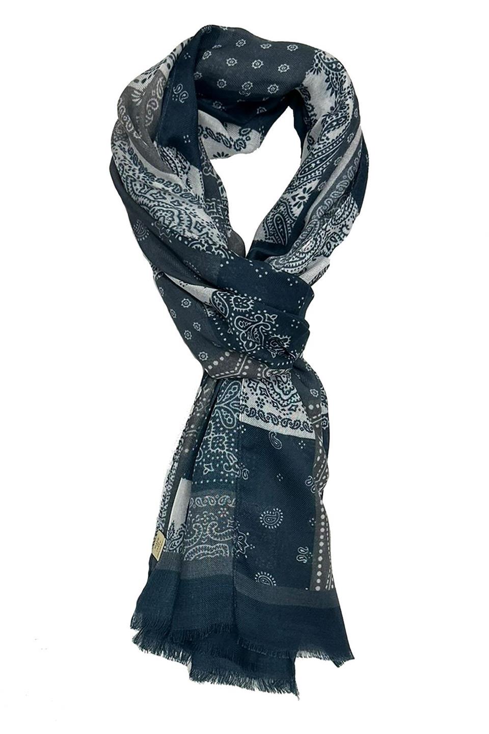 Mulbery Style Gri - Lacivert İtalyan Modal Kaşkol MDL09