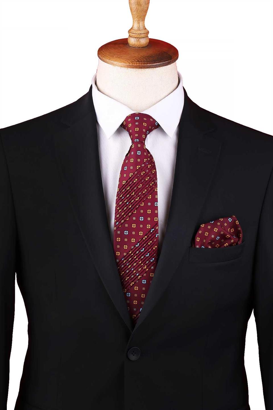 Murazzorotto Style Bordo Küçük Desen Piliseli Kravat CRK95