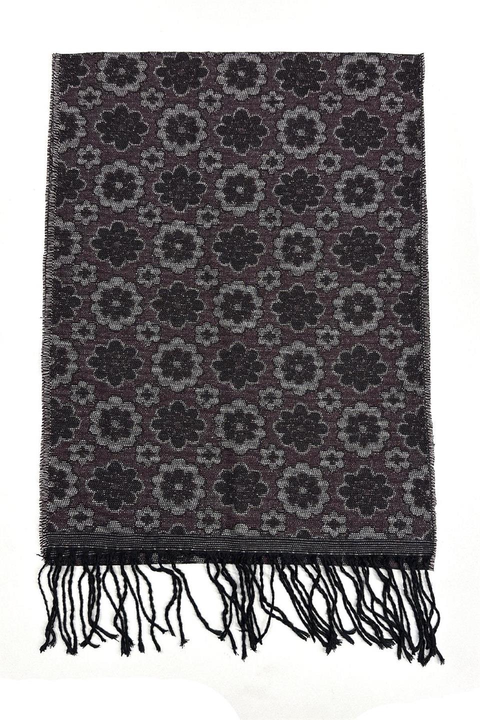 Mürdüm Çiçek Desen Erkek Kaşkol K505
