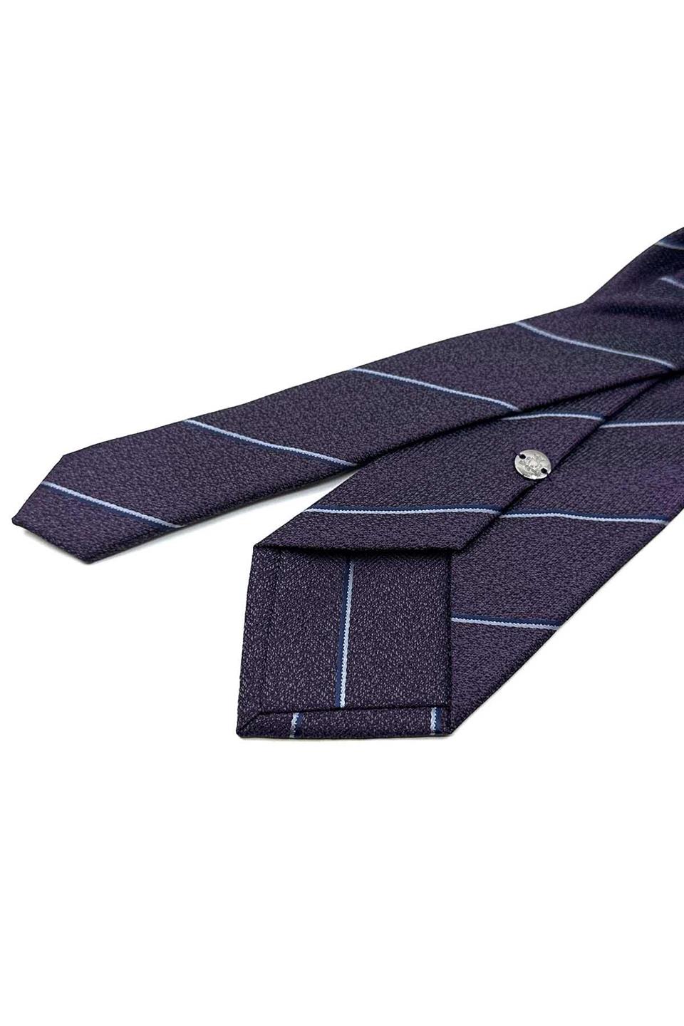 Mürdüm Çizgi Desen Mendilli Klasik Kravat KK12633