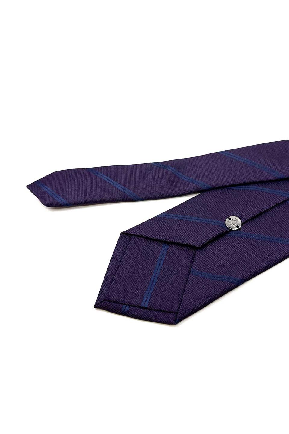 Mürdüm Çizgi Desen Mendilli Klasik Kravat KK12286